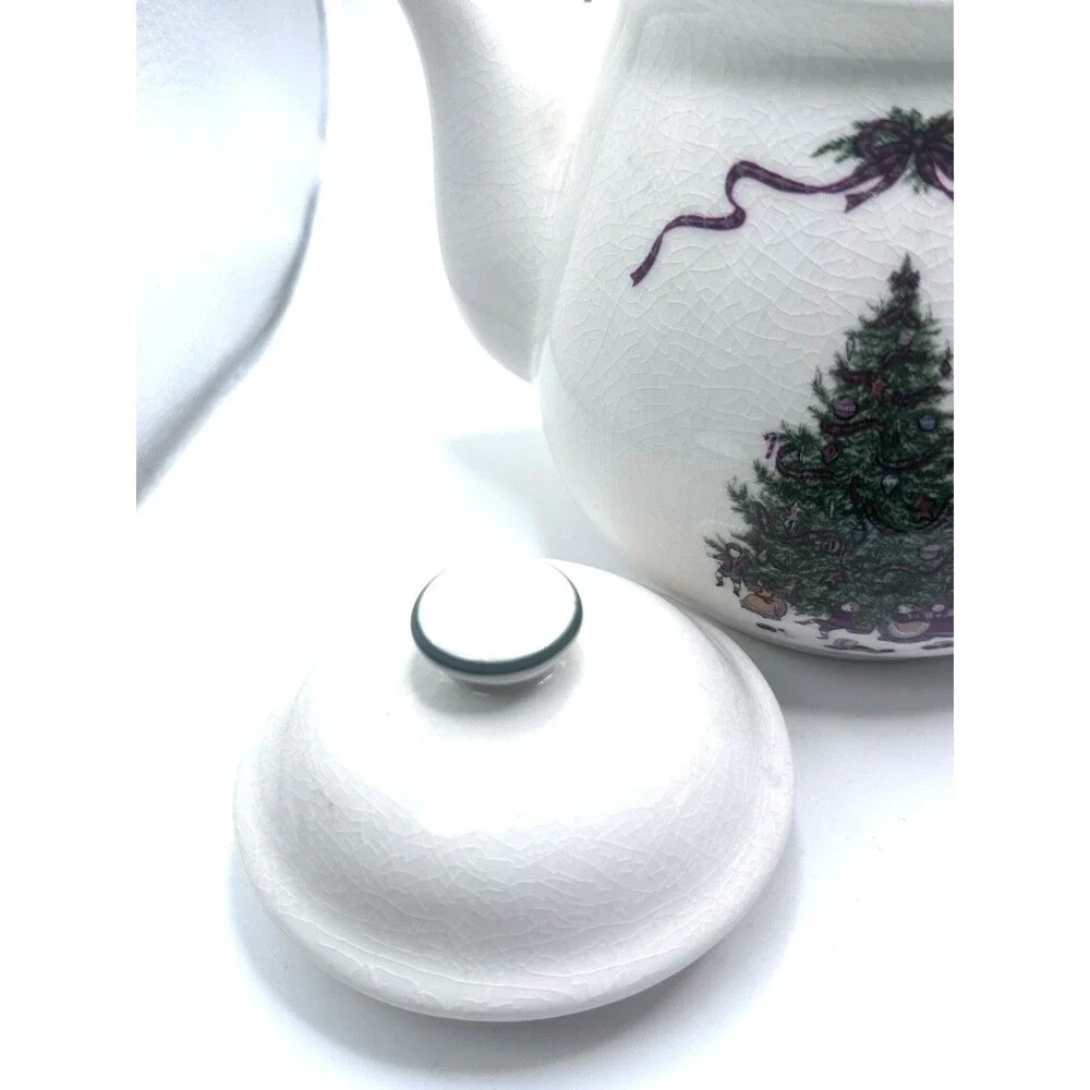 Vintage O’Tannenbaum Teapot The Cellar MPD 1992 Japan Christmas Crazing